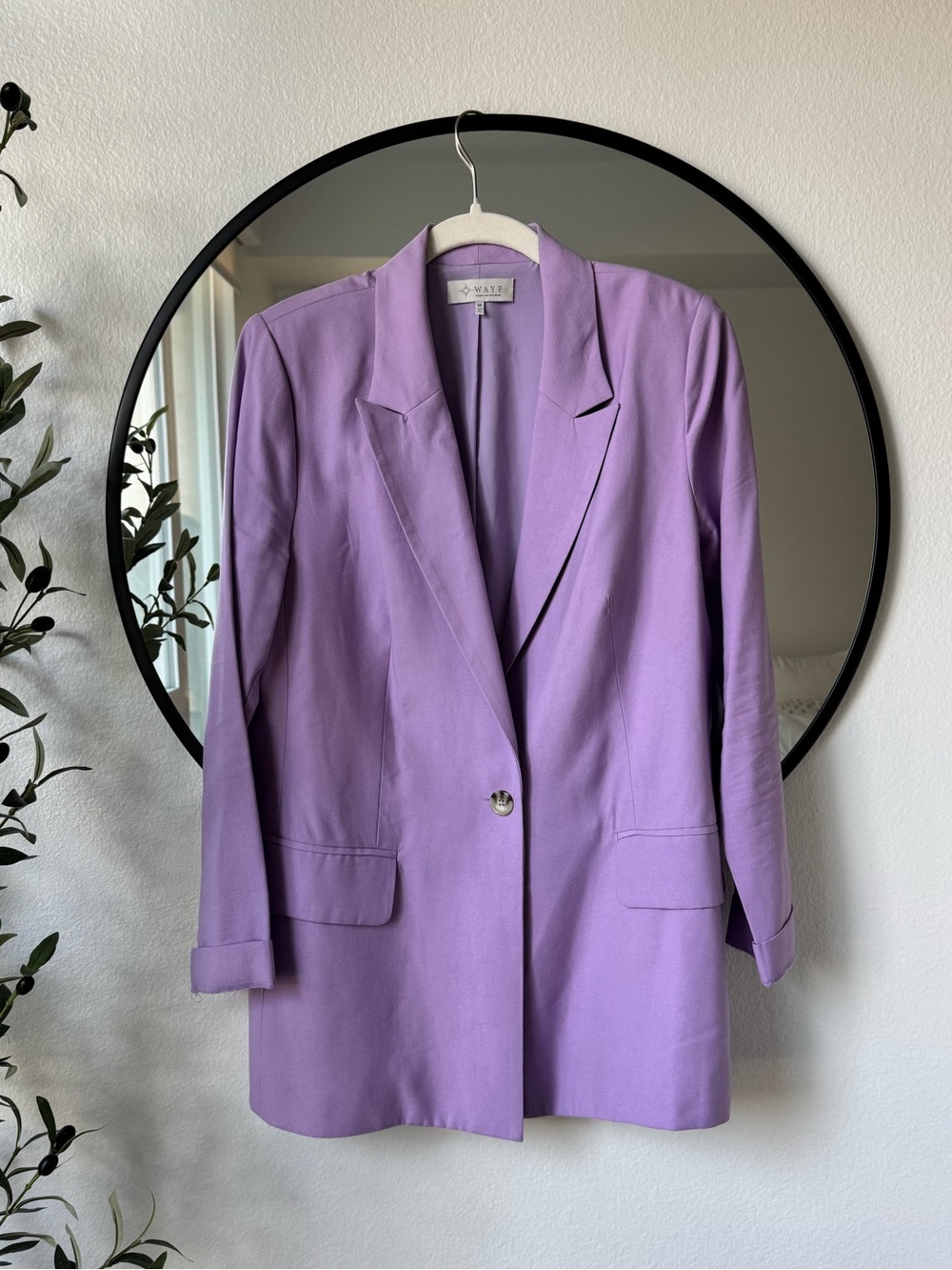 Wayf Purple Lavender Single-Button Blazer Jacket M